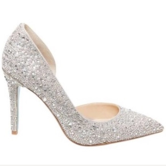 SALE Betsey Johnson D’Orsay Rhinestone SatinPumps - Picture 3 of 8